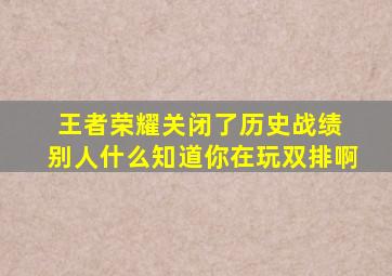 王者荣耀关闭了历史战绩 别人什么知道你在玩双排啊